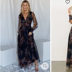 Baltic Born Layla Tulle Maxi Dress Dark Blue Floral